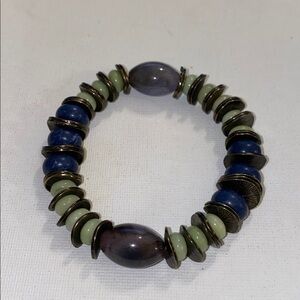 Ballet Blue and Green Beaded Bracelet